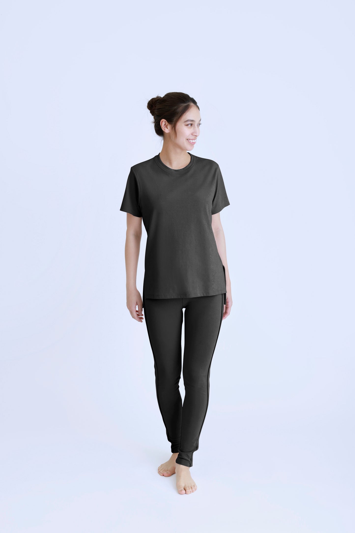 Side Slit T-shirt<br> BLACK
