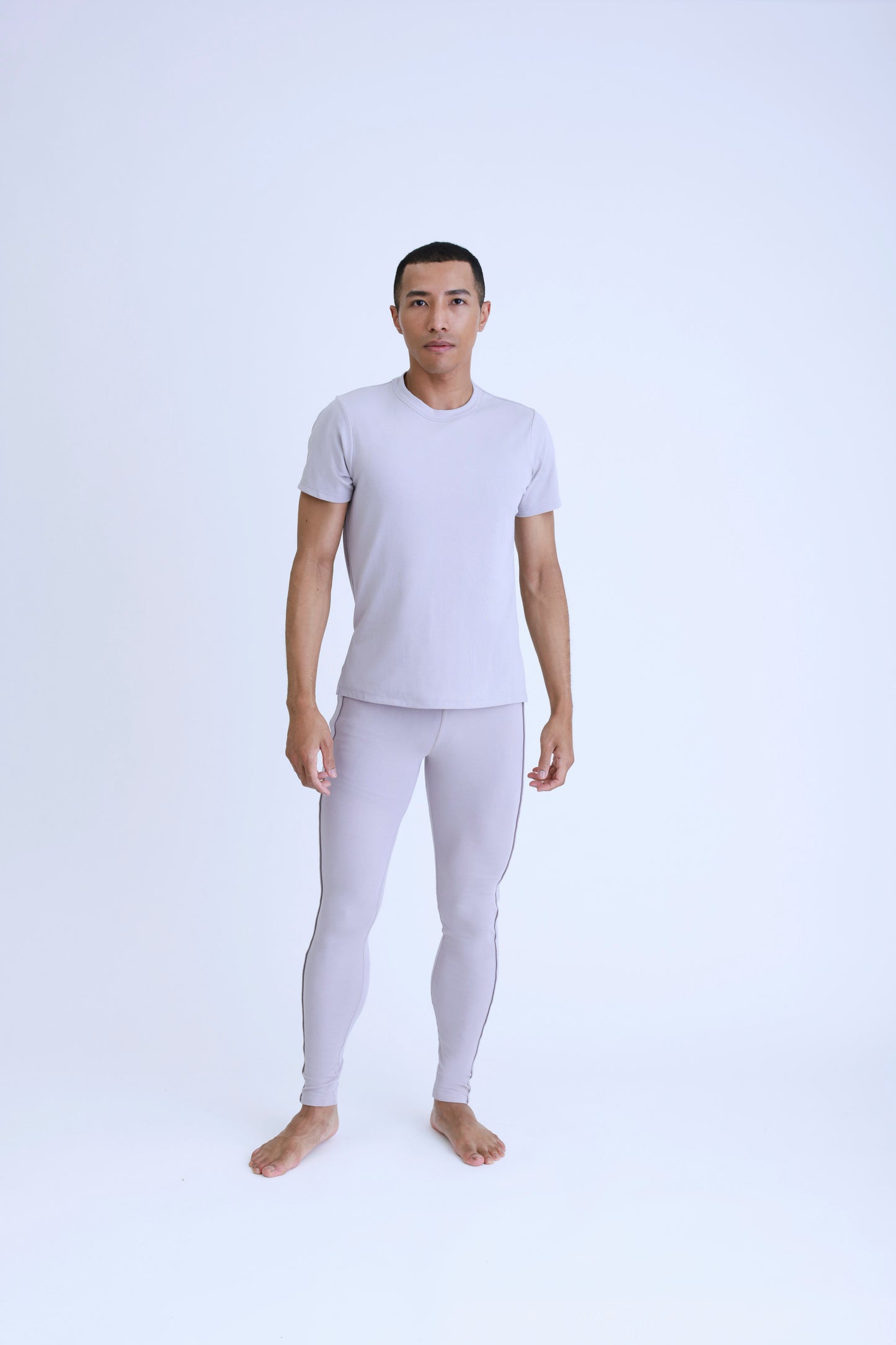 Side Slit T-shirt<br> GREY BEIGE