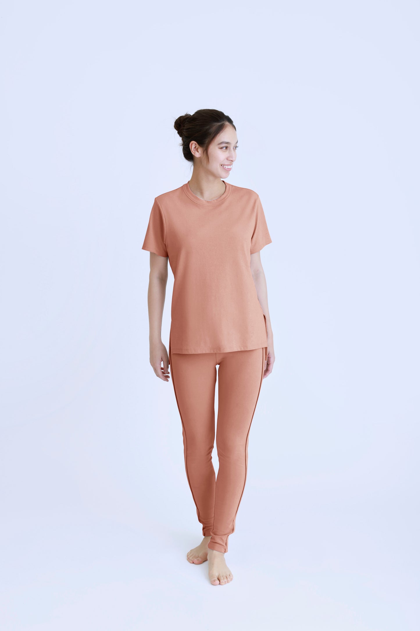 Side Slit T-shirt<br> SALMON PINK