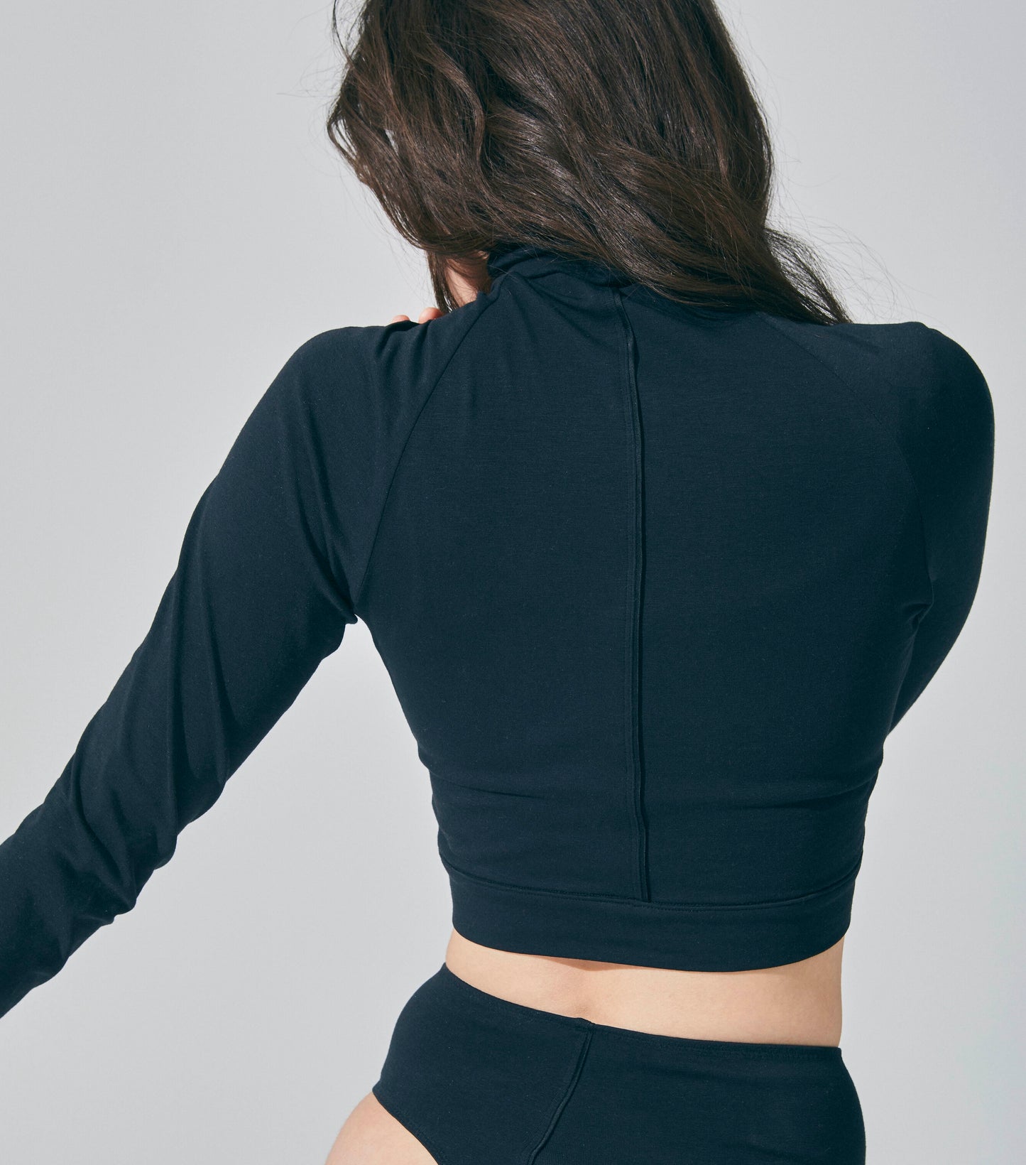 Turtle neck long sleeve top <BR> BLACK