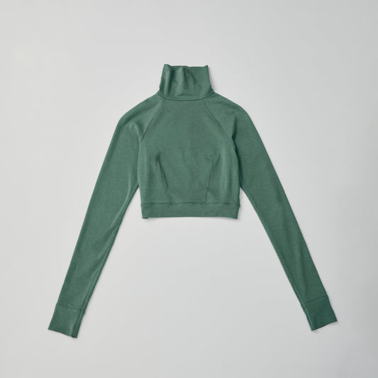 Turtle neck long sleeve top <BR>GREEN