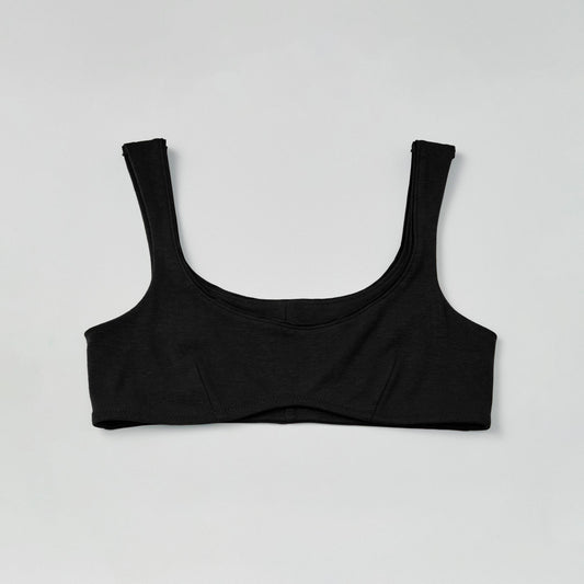 Scoop neck bralette <BR> BLACK