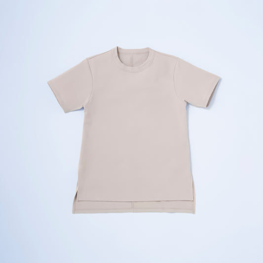 サイドスリットTシャツ <BR> GREY BEIGE