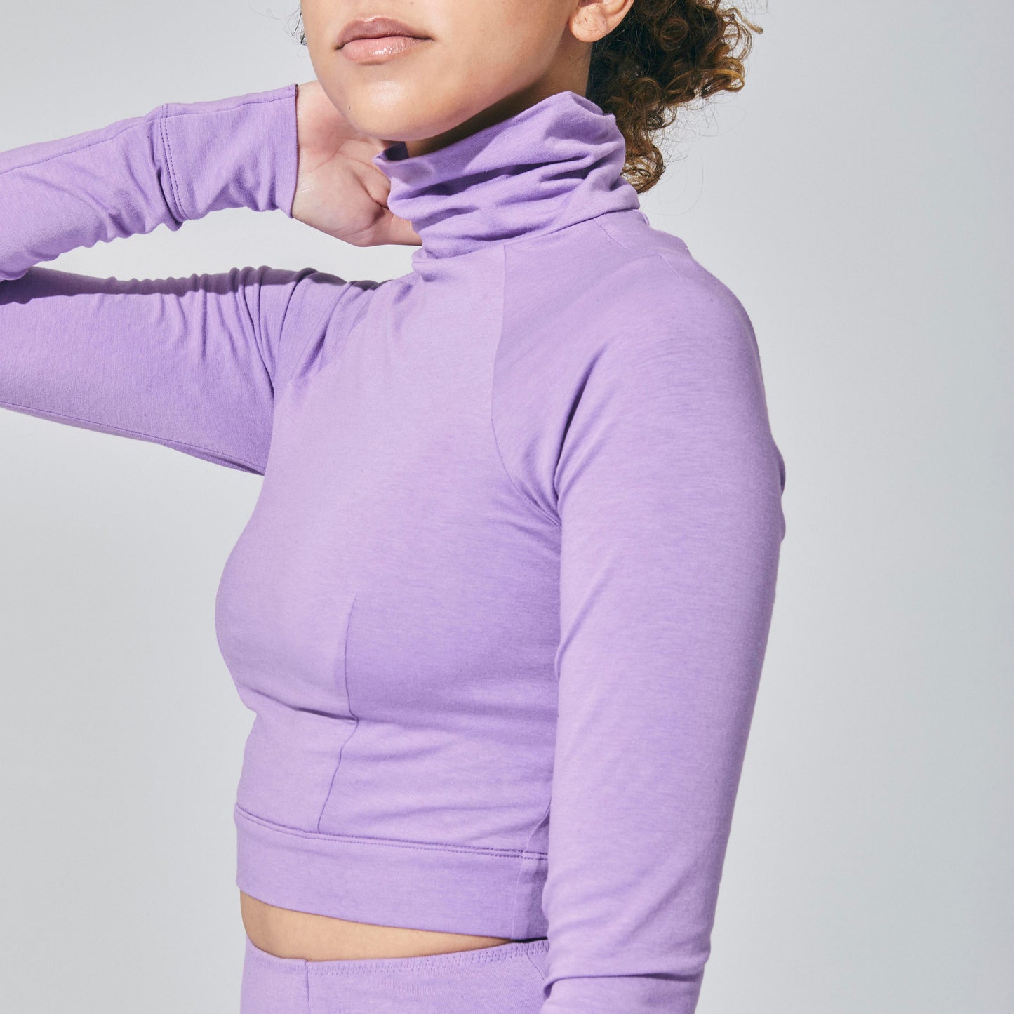 Turtle neck long sleeve top<br> PURPLE