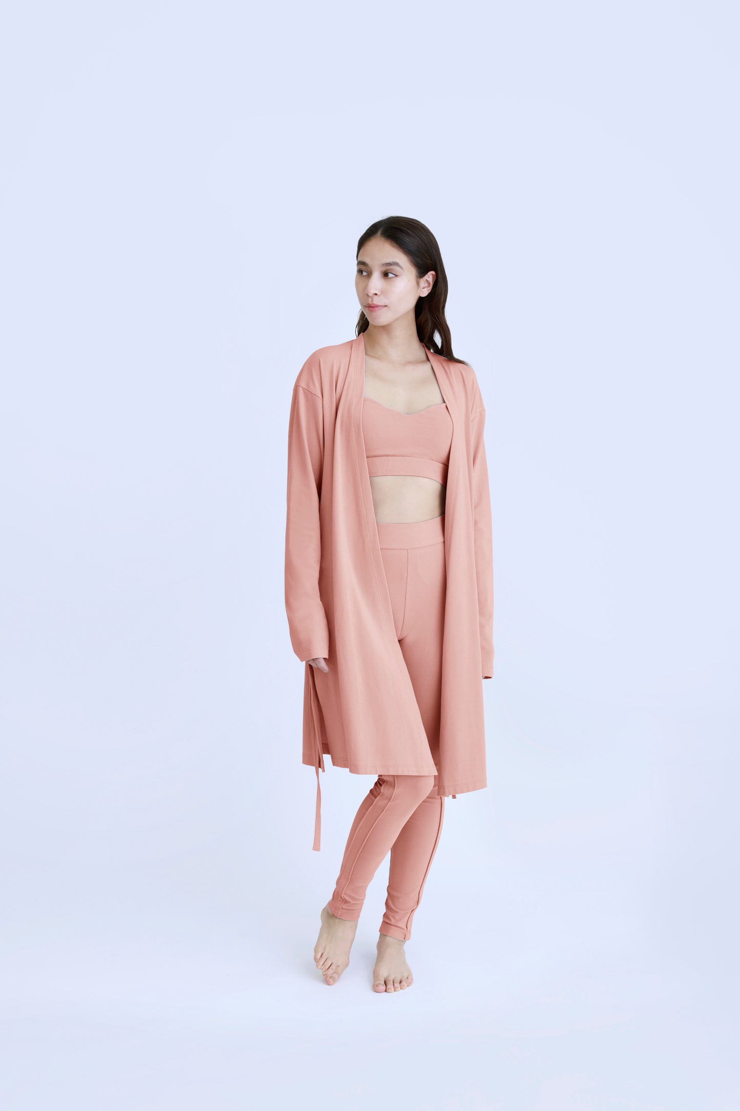 ロングカーディガン <BR> SALMON PINK